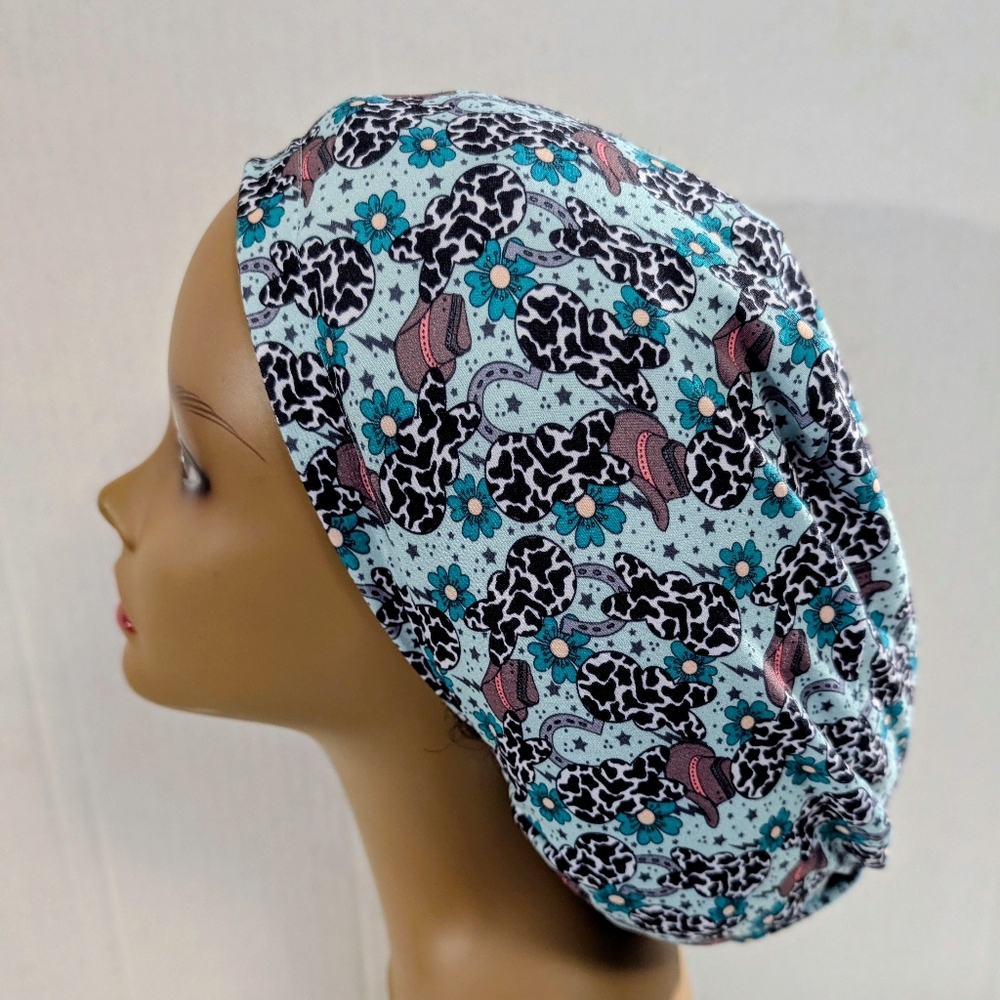 Easter, Cow Print, Euro Style Scrub Cap, Scrub Cap, Surgery Hat, Chemo Hat